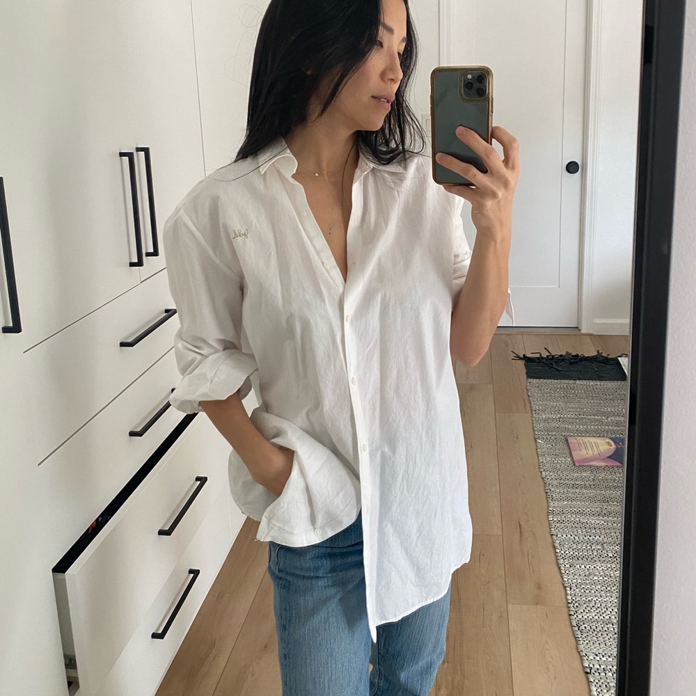Zara white oversized casual blouse.